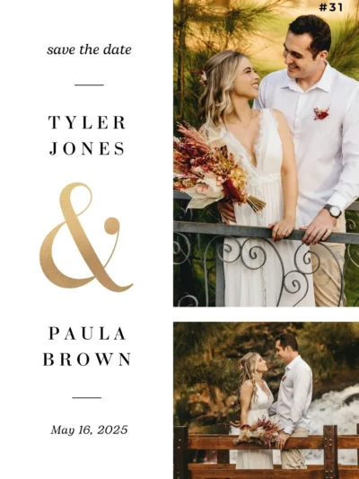 Elegant rustic wedding save the date card with neutral tones