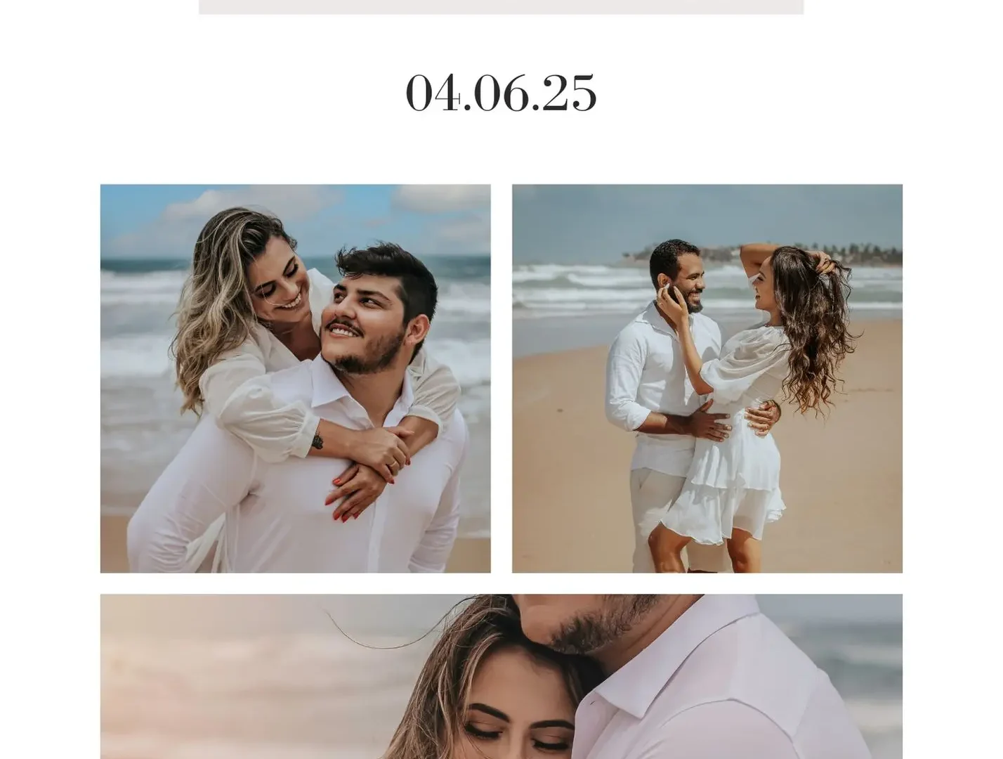 Minimal modern wedding save the date card with beach theme