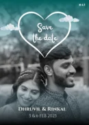 A romantic save the date photo with a couple.